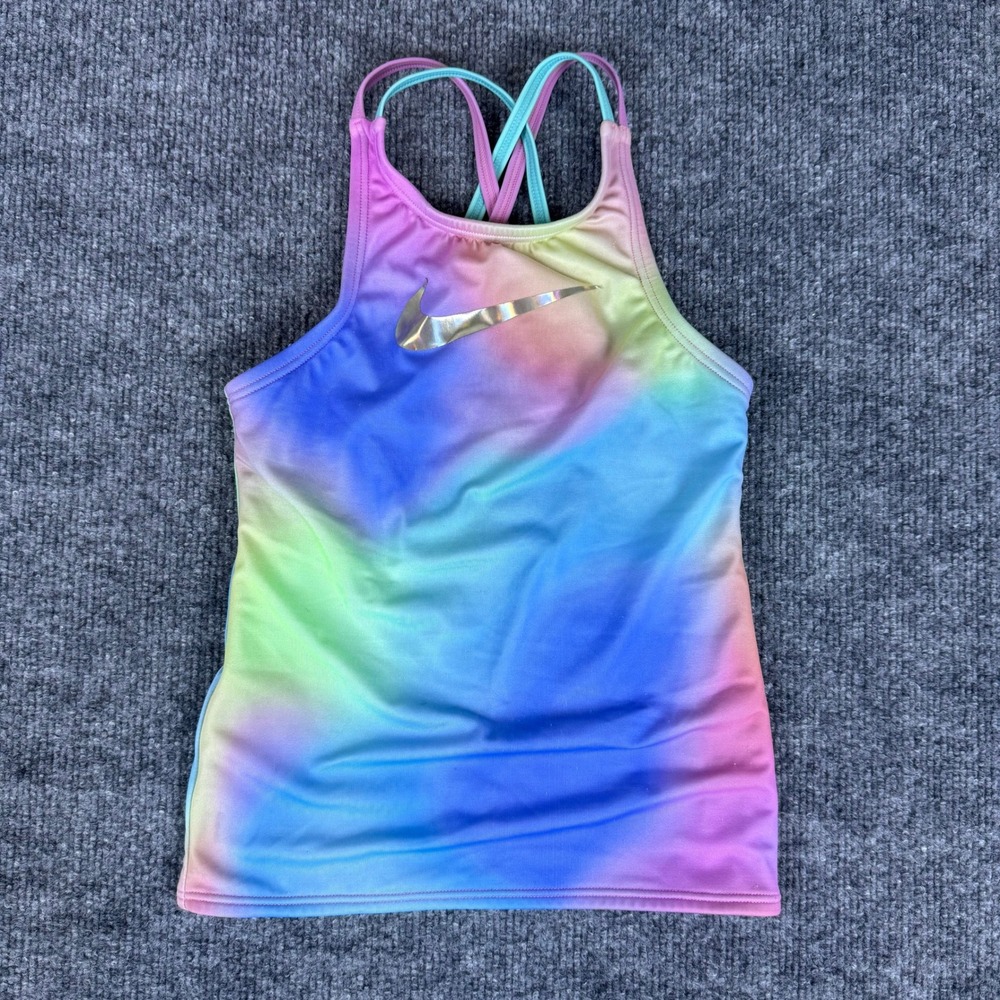 Kids Nike Spectrum Tie‎ Dye Spiderback Girls' Tankini Top Athletic Racerback XS